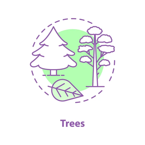 Icono Concepto Árboles Parque Idea Bosque Ilustración Línea Delgada Pinos — Archivo Imágenes Vectoriales