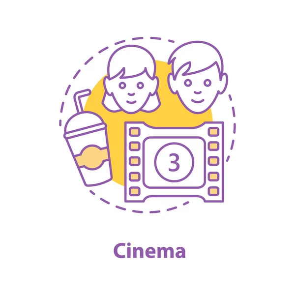 Cinema Date Concept Icon Couple Love Pastime Romantic Relationships Idea — Stock Vector