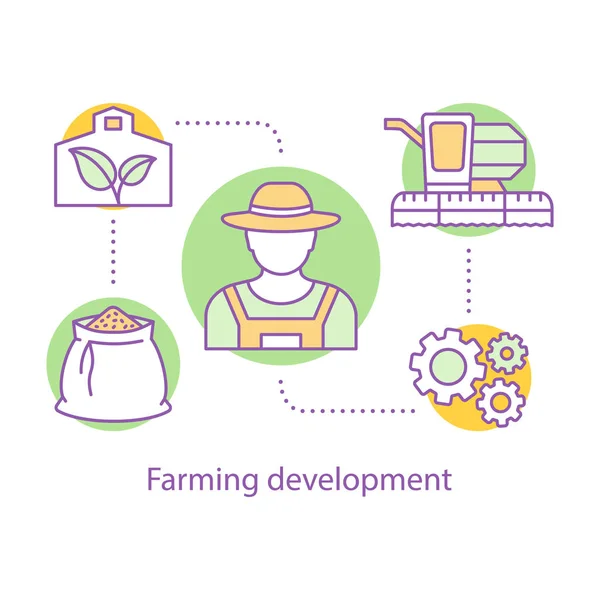 Icono Del Concepto Desarrollo Agrícola Idea Negocio Agrícola Ilustración Línea — Vector de stock