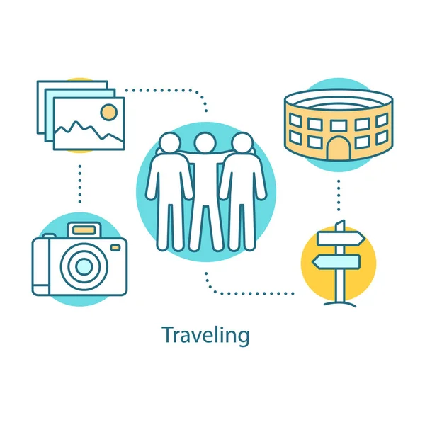 Icona Del Concetto Viaggio Escursione Idea Turistica Linea Sottile Illustrazione — Vettoriale Stock