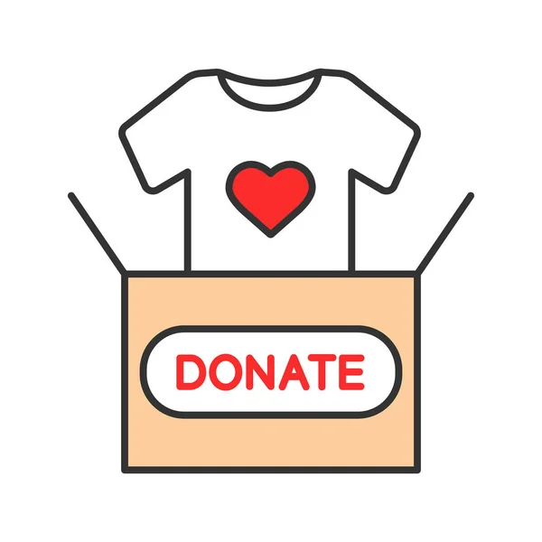 Kleding Doneren Kleur Pictogram Donatie Box Met Shirt Gebruikte Kleding — Stockvector