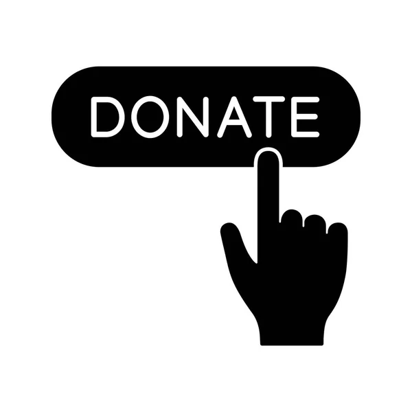 Doneren Knop Klik Het Icoon Van Glyph Silhouet Symbool Donatie — Stockvector