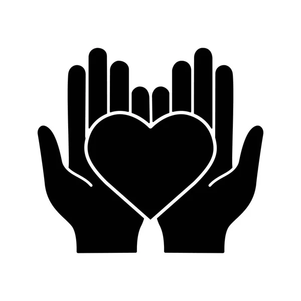 Wohltätigkeitssymbole Silhouette Symbol Lebensversicherungen Medizin Und Gesundheitswesen Hände Die Herz — Stockvektor