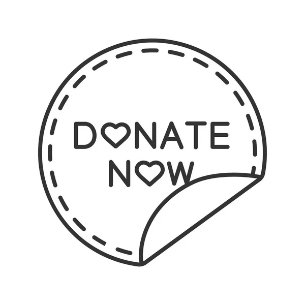 Spenden Sie Jetzt Runde Sticker Lineares Symbol Schmalspur Illustration Spenden — Stockvektor