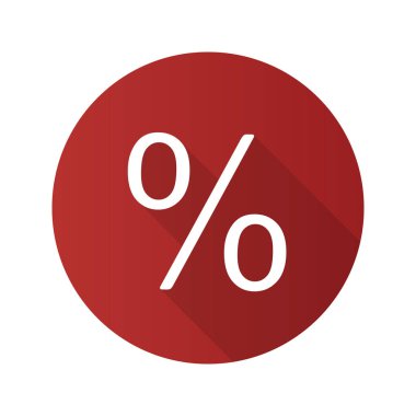 Yüzde düz tasarım uzun gölge glif simgesi. Yüzdesi. Satış, indirimli teklif. Vektör siluet çizimi