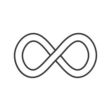 Sonsuzluk işareti doğrusal simgesi. Lemniscate. İnce hat illüstrasyon. Sonsuz kontur sembolü. Çizim vektör izole anahat