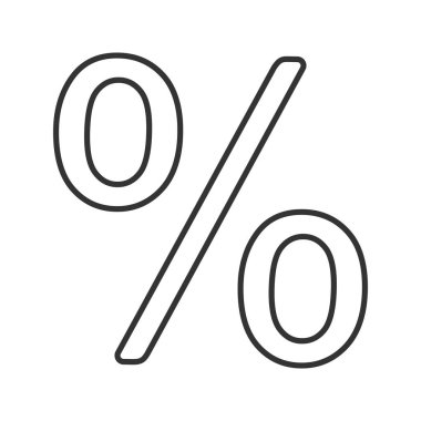 Yüzde doğrusal simgesi. İnce hat illüstrasyon. Yüzdesi. Satış, indirimli teklif. Kontur sembolü. Çizim vektör izole anahat