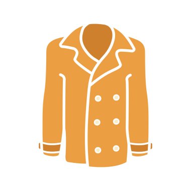 Erkek Ceket düz glif renk simgesi. Ceket. Siluet simge yok anahat beyaz zemin üzerine. Negatif alan. Vektör çizim