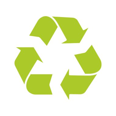 Geri dönüşüm glif renk simgesi. Çevre koruma. Siluet simge yok anahat beyaz zemin üzerine. Negatif alan. Vektör çizim