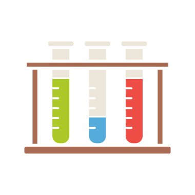 Test tüpleri raf glif renk simgesi. Siluet simge yok anahat beyaz zemin üzerine. Negatif alan. Vektör çizim