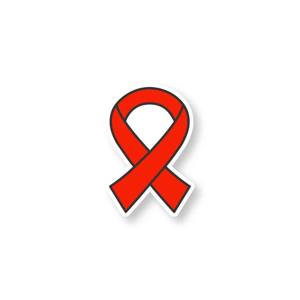 Hiv Ribbon Patch World Aids Day Color Sticker Fighting Aids — Stock Vector