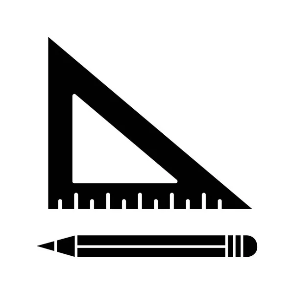 Règle Triangulaire Avec Icône Glyphe Crayon Rédaction Symbole Silhouette Espace — Image vectorielle