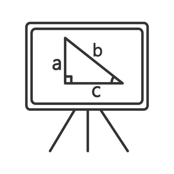 Icône Linéaire Tableau Blanc Illustration Fine Conseil Scolaire Avec Triangle — Image vectorielle