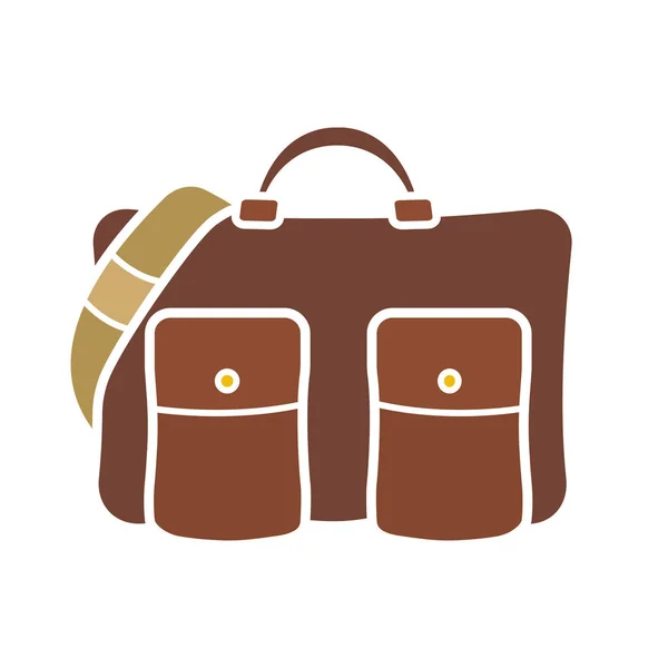 Mäns Väska Glyph Färgikonen Laptopväska Handväska Siluett Symbol Vit Bakgrund — Stock vektor