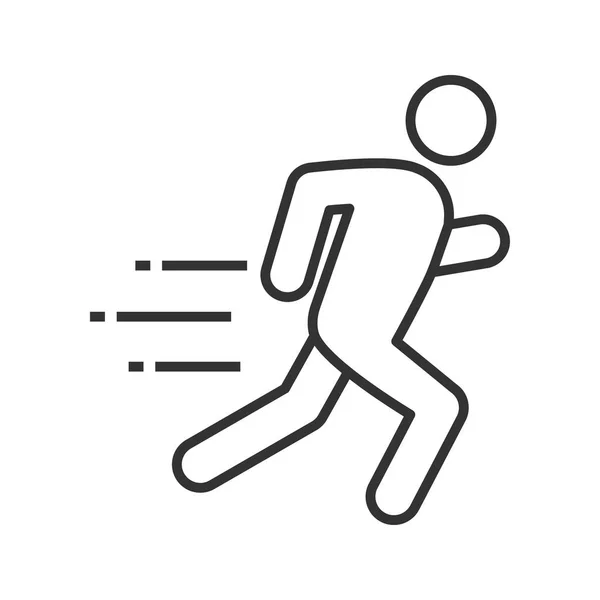 Hombre Corriendo Icono Lineal Ilustración Línea Delgada Corredor Velocista Escapar — Vector de stock