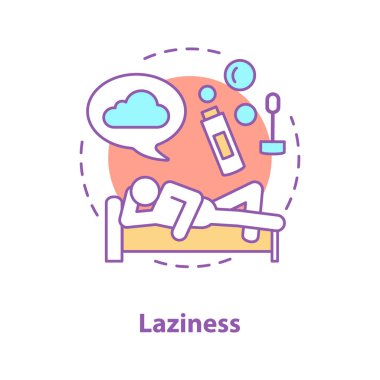 Tembellik kavramı simge. Tembellik. Erteleme. Zaman fikir ince hat illüstrasyon boşa. Dinlenme. Çizim vektör izole anahat