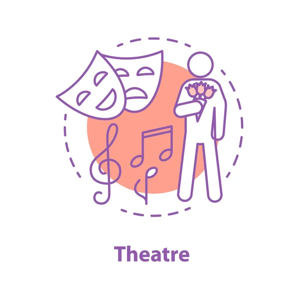 剧场概念图标 第一个日期想法薄线例证 古典音乐音乐会 花花束的人 矢量隔离轮廓图 — 图库矢量图片