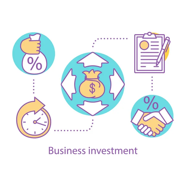 Business Investment Concept Ikonen Banking Idé Tunn Linje Illustration Finansiella — Stock vektor