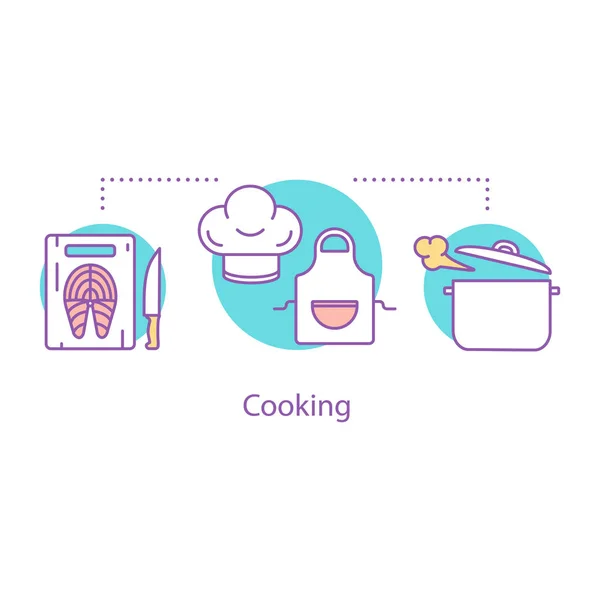 Μαγείρεμα Δείπνο Έννοια Εικονίδιο Τροφίμων Προετοιμασία Ιδέα Λεπτή Γραμμή Εικονογράφηση — Διανυσματικό Αρχείο