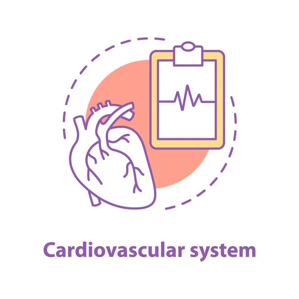 Cardiovasculaire Systeem Concept Pictogram Cardiologie Idee Dunne Lijn Illustratie Gezondheidszorg — Stockvector