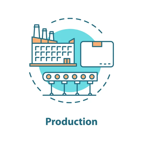 Icono Del Concepto Producción Fabricación Ilustración Línea Delgada Idea Del — Archivo Imágenes Vectoriales