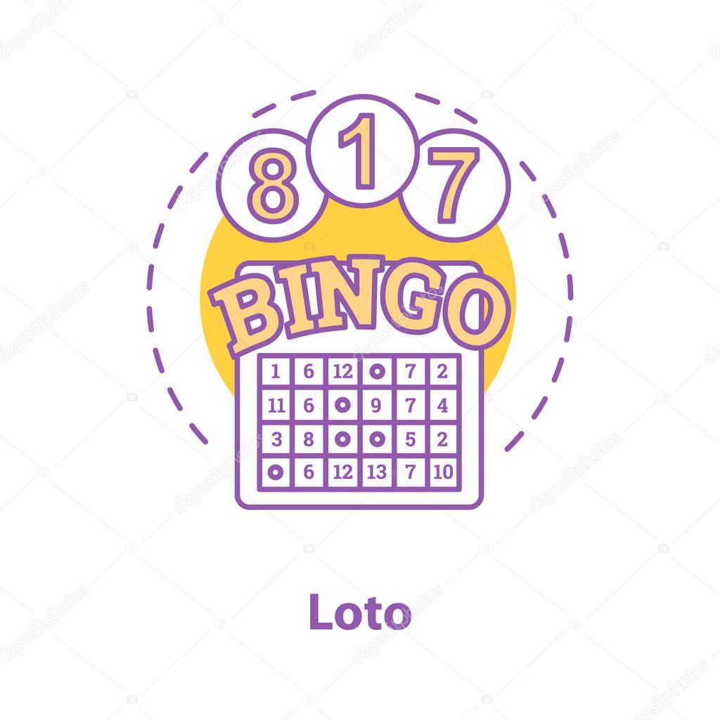 Bingo game concept icon. Lottery, lotto idea thin line illustration. Casino. Vector isolated outline drawing