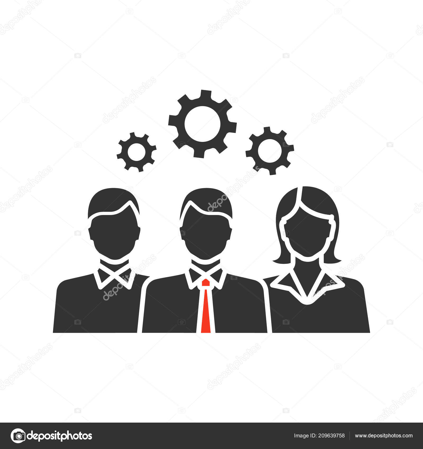 Teamwork Glyph Icon Leadership Staff Management Group People Cogwheels