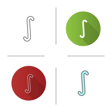 Belirsiz integral sembol simge. Tasarım, doğrusal düz ve stilleri renk. İzole vektör çizimler