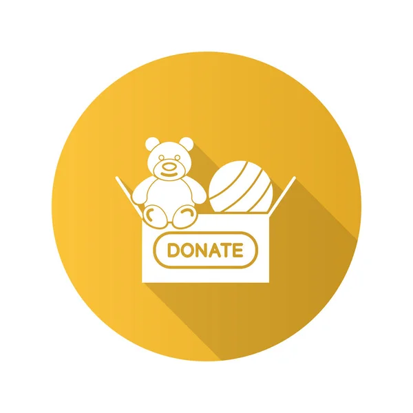 Spielzeug Das Flache Design Lange Schatten Glyphen Ikone Spendet Wohltätigkeitsorganisation — Stockvektor