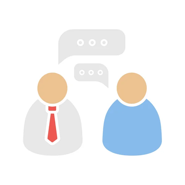 Állásinterjúra Karakterjel Színes Ikon Üzleti Beszélgetés Két Ember Beszél Párbeszédpanel — Stock Vector