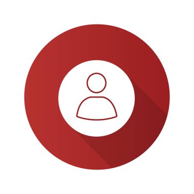 Kullanıcı hesabı daire düz tasarım uzun gölge glif simgesi. Kullanıcı profil resmi. Userpic. Vektör siluet çizimi