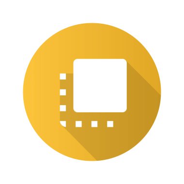 Açık düğme düz tasarım uzun gölge glif simgesine çevir. Vektör siluet çizimi