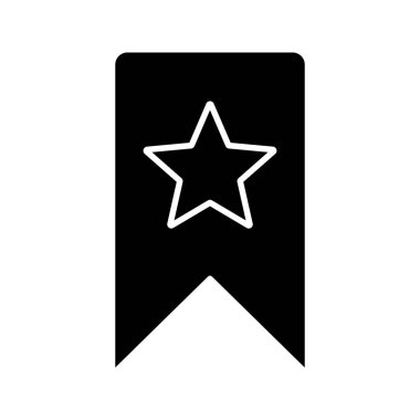 Yıldız glif simgesiyle imi. Favori ekle. Siluet simge. Negatif alan. İzole vektör çizim