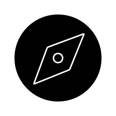 Aracı glif simgesi keşfedin. GPS navigasyon. Pusula. Siluet simge. Negatif alan. İzole vektör çizim