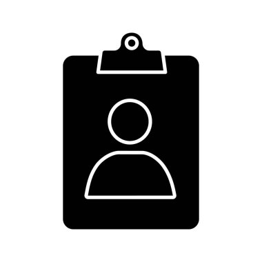 Atama IND glif simgesi. CV. Kullanıcı bilgileri. Profil. Hasta kartı. Siluet simge. Negatif alan. İzole vektör çizim