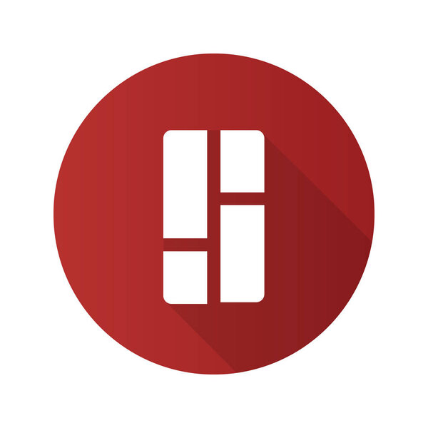 Дизайн приборной панели плоский, длинный теневой глиф. Взгляд со стороны. Приложения сетки. Content view tiles. Меню списка. Векторный силуэт
