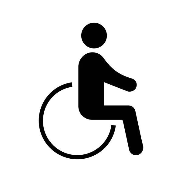 Accessible Glyph Icon Disability Disabled Person Handicap Man Wheelchair Silhouette — Stock Vector