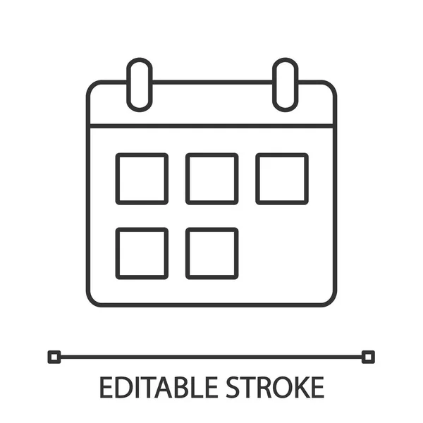 Icono Lineal Del Calendario Ilustración Línea Delgada Rango Fechas Horario — Vector de stock