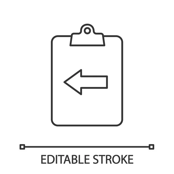 Assignment Return Linear Icon Thin Line Illustration Clipboard Left Arrow — Stock Vector