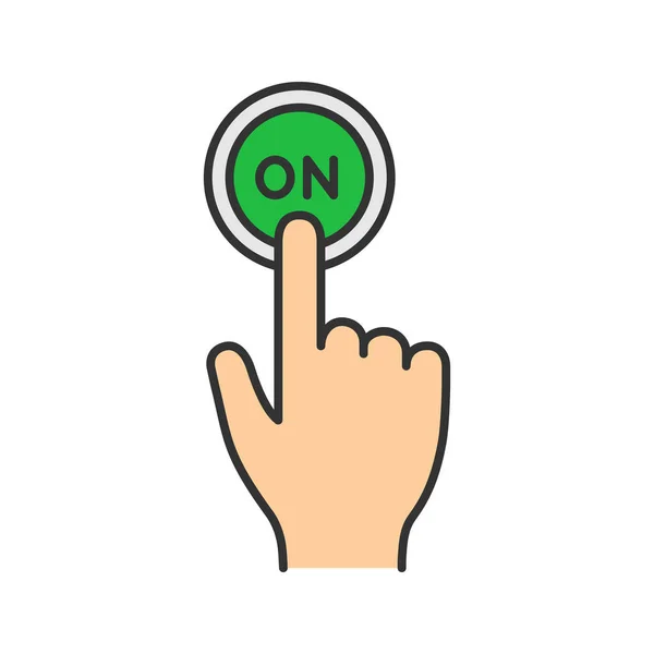 Ενεργοποιήστε Κουμπί Κάντε Κλικ Στο Εικονίδιο Χρώμα Δύναμη Χέρι Πιέζοντας — Διανυσματικό Αρχείο