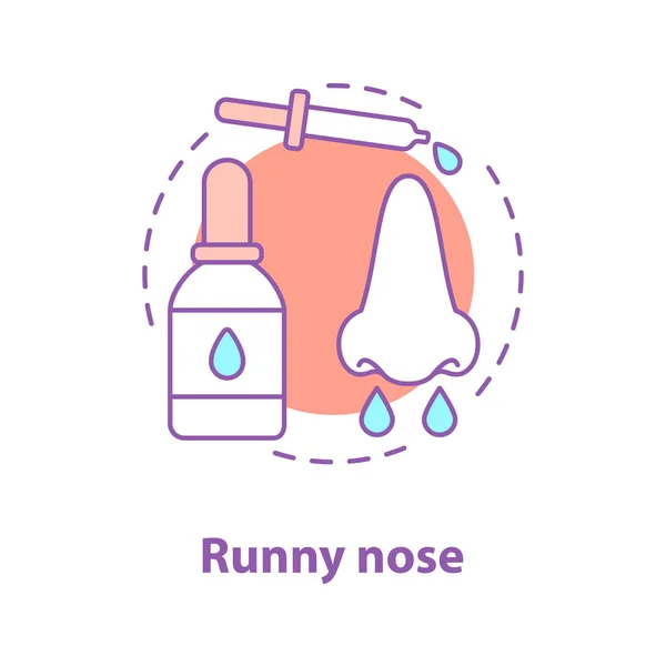 Runny Nose Concept Icon Cold Flu Idea Thin Line Illustration — Stock Vector