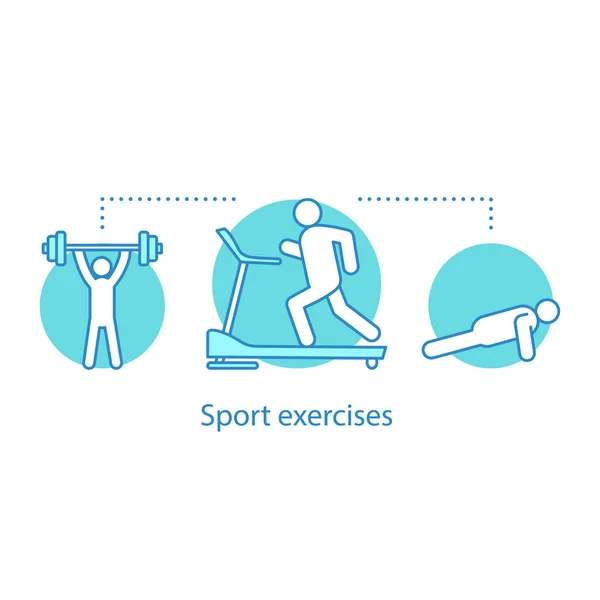 Ejercicios Deportivos Icono Concepto Ilustración Línea Delgada Idea Gimnasio Estilo — Vector de stock