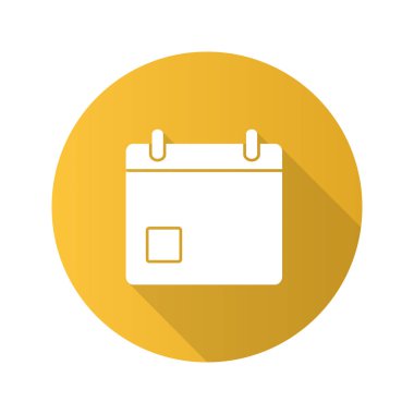 Olay tarihi düz tasarım uzun gölge glif simgesi. Vektör siluet çizimi