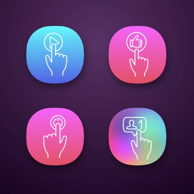 Tıklamak düğmeleri app Icons set eller. İzole vektör çizimler