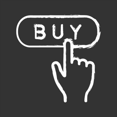 el basarak satın düğme tebeşir simgesi. İzole vektör kara tahta çizimler