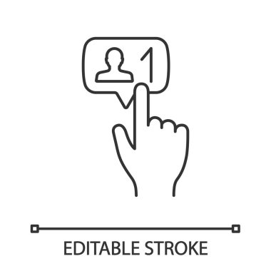 Yeni takipçisi düğme doğrusal simgesine basarak ver. İnce hat illüstrasyon. 