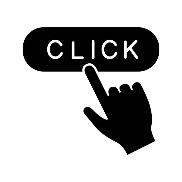 Hand Auf Knopfdruck Glyphen Symbol Drücken Vektor Isolierte Abbildung — Stockvektor