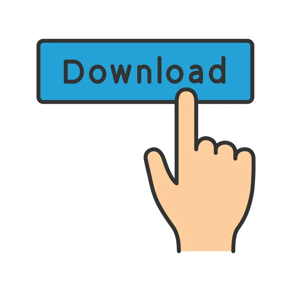Handdrücken Der Download Taste Farbsymbol Isolierte Vektorabbildung — Stockvektor
