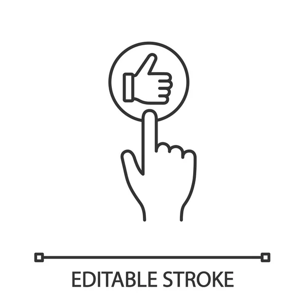 Hand Als Knop Drukken Klik Lineaire Pictogram Illustratie Van Dunne — Stockvector