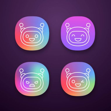 Robot emojis app Icons set. 